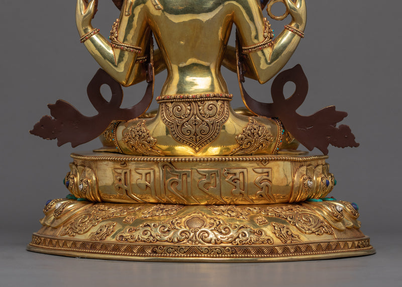 Four Arm Bodhisattva Sculpture | Traditional Avalokiteshvara Art