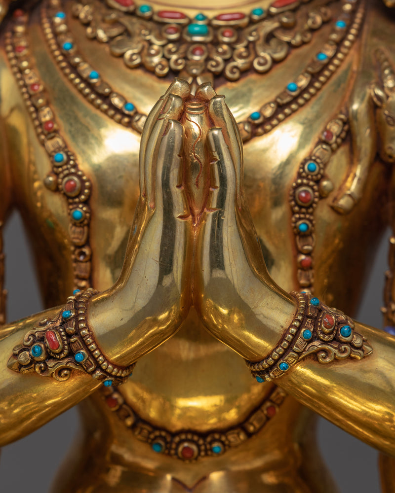 Four Arm Bodhisattva Sculpture | Traditional Avalokiteshvara Art