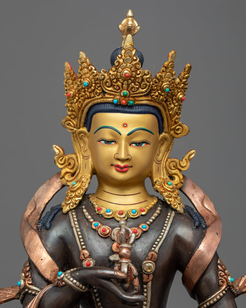 Vajrasattva Meditation Sculpture | Gold Gilded Traditional Art