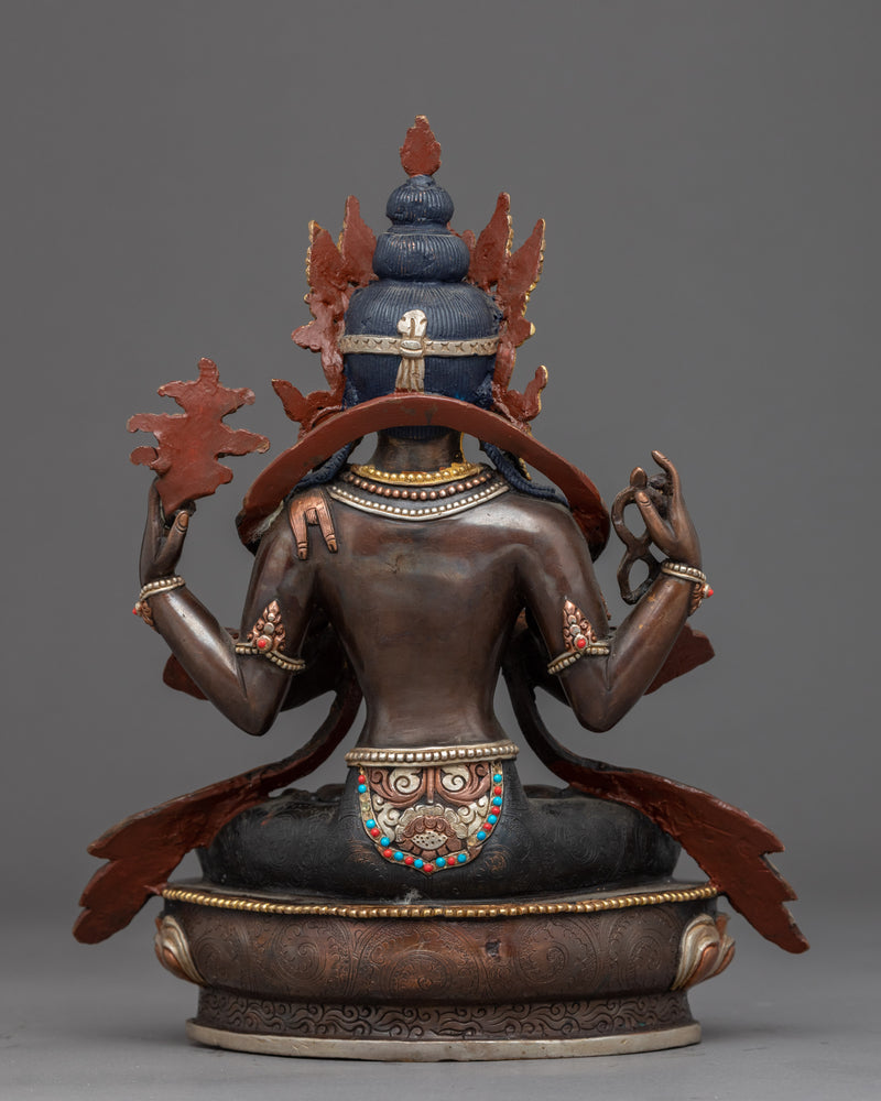 4 Armed Chenrezig Sculpture | Traditional Tibetan Art