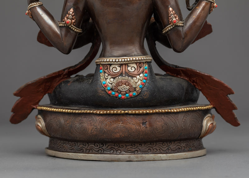 4 Armed Chenrezig Sculpture | Traditional Tibetan Art