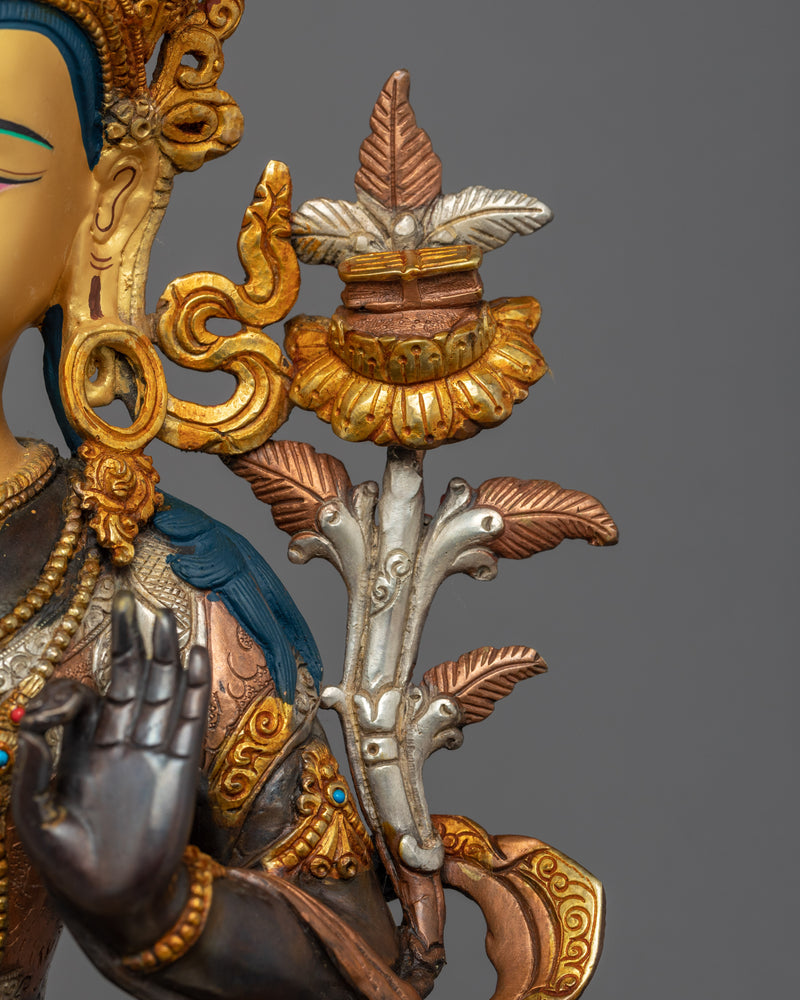 Buddha Manjushri Sculpture | Himalayan Art | Gold Gilded Statue