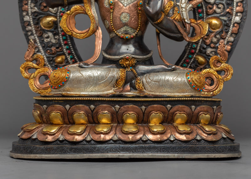 Buddha Manjushri Sculpture | Himalayan Art | Gold Gilded Statue