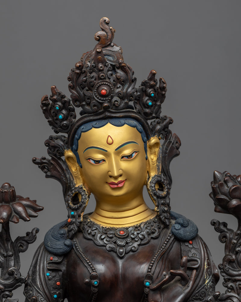Handmade Green Tara Statue | Compassionate Deity