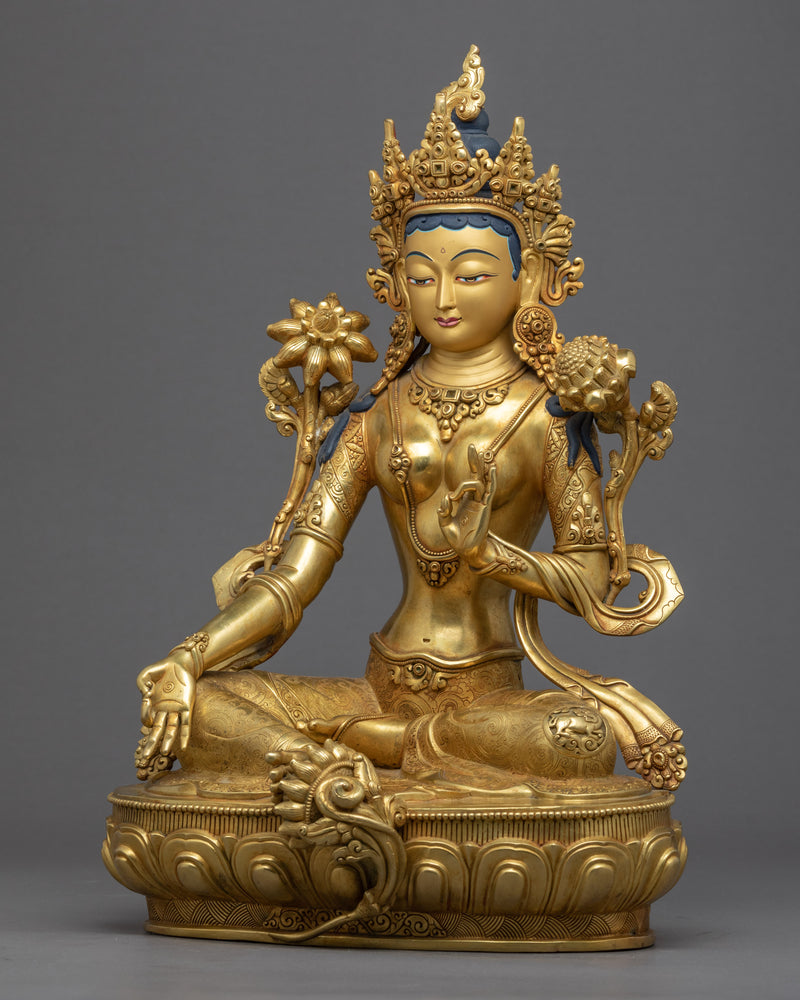 Green Tara Mother Statue | Traditional Female Buddha Art