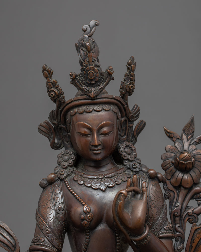 Green Tara Copper Statue | Compassionate Mother Tara