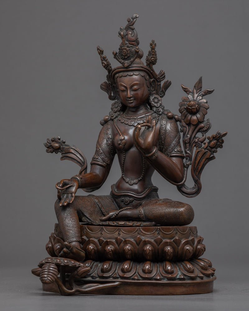 Green Tara Copper Statue | Compassionate Mother Tara
