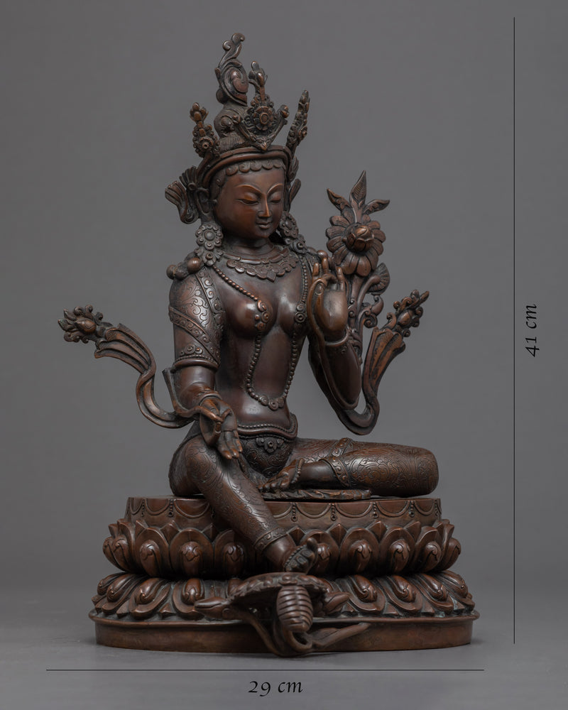 Green Tara Copper Statue | Compassionate Mother Tara