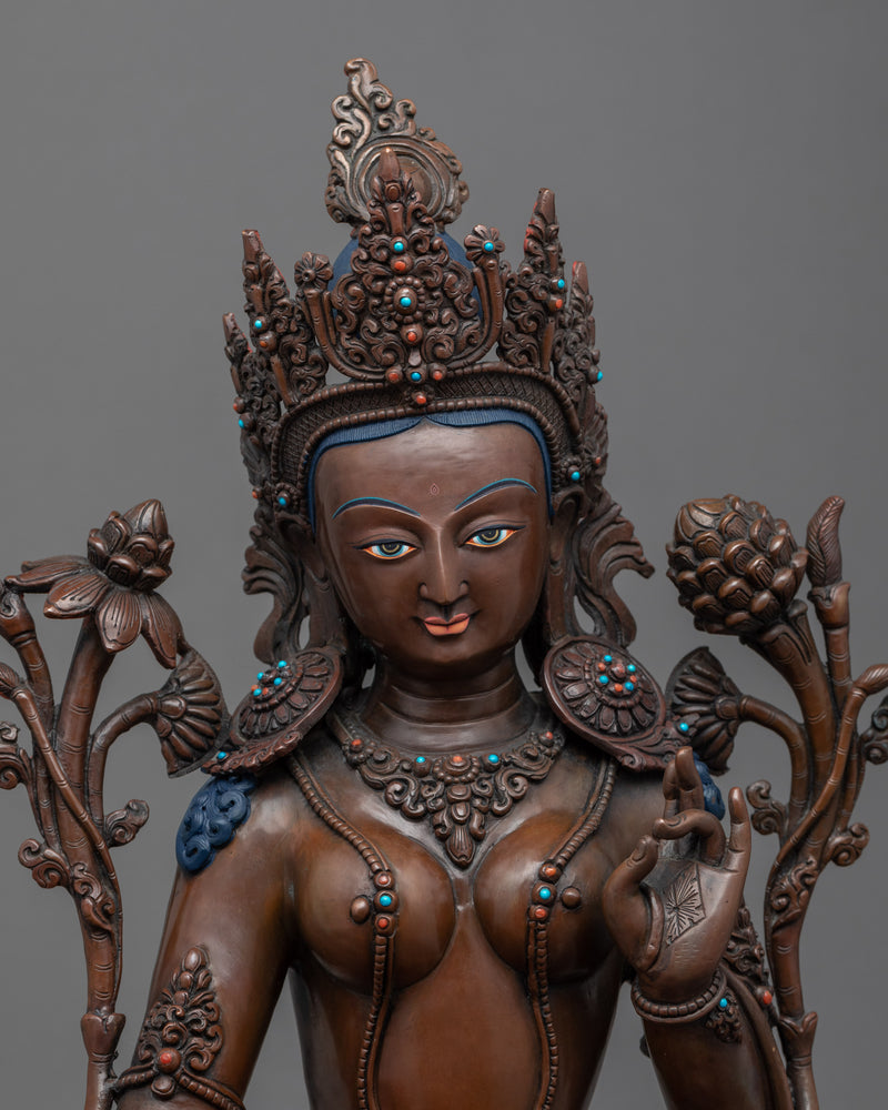 Green Tara Garden Statue | Hand-Carved Buddhist Sculpture