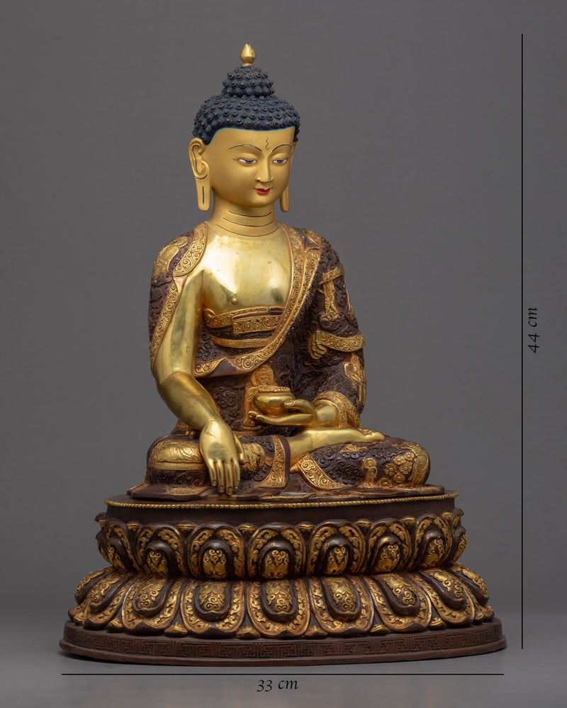 Seated Buddha Shakyamuni Sculpture | Gold Glided Art