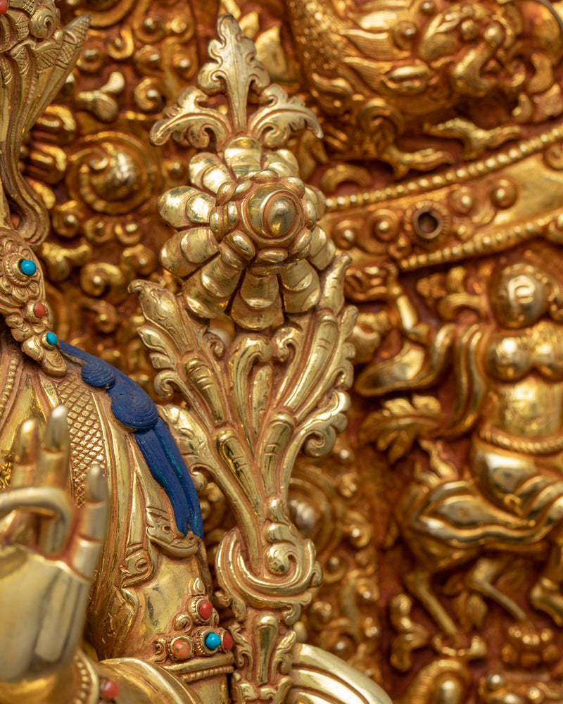 Rare Green Tara Throne Statue | Handmade Tara Statue