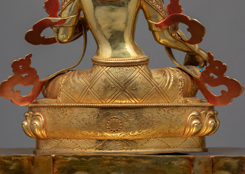 Rare Green Tara Throne Statue | Handmade Tara Statue