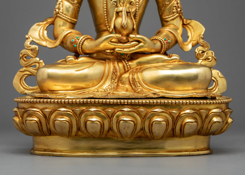 Amitayus Buddha Sculpture Bodhisattva | Himalayan Art | Gold Gilded