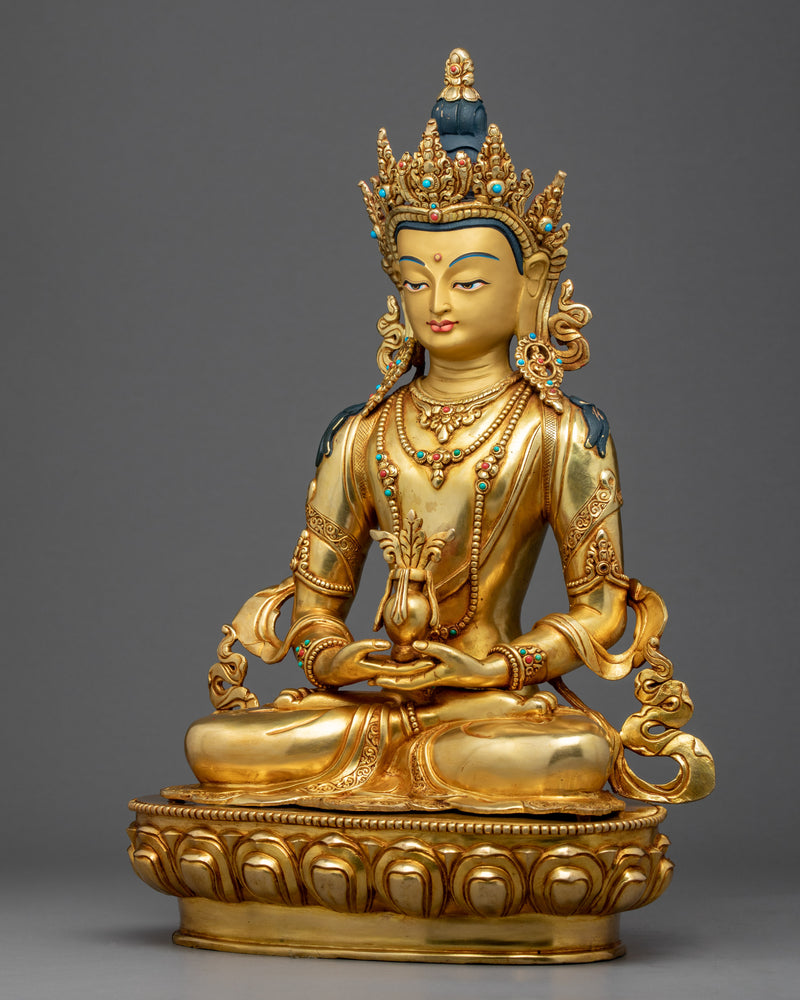 Amitayus Buddha Sculpture Bodhisattva | Himalayan Art | Gold Gilded