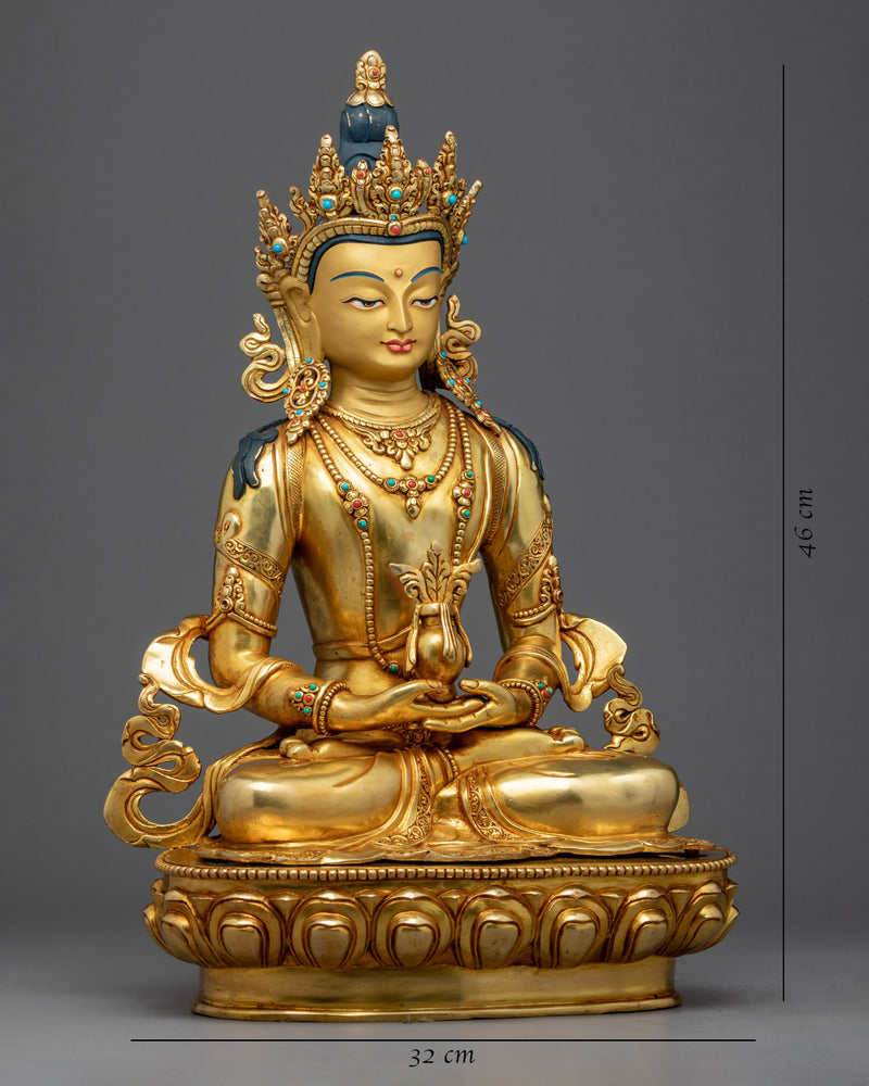 Amitayus Buddha Sculpture Bodhisattva | Himalayan Art | Gold Gilded