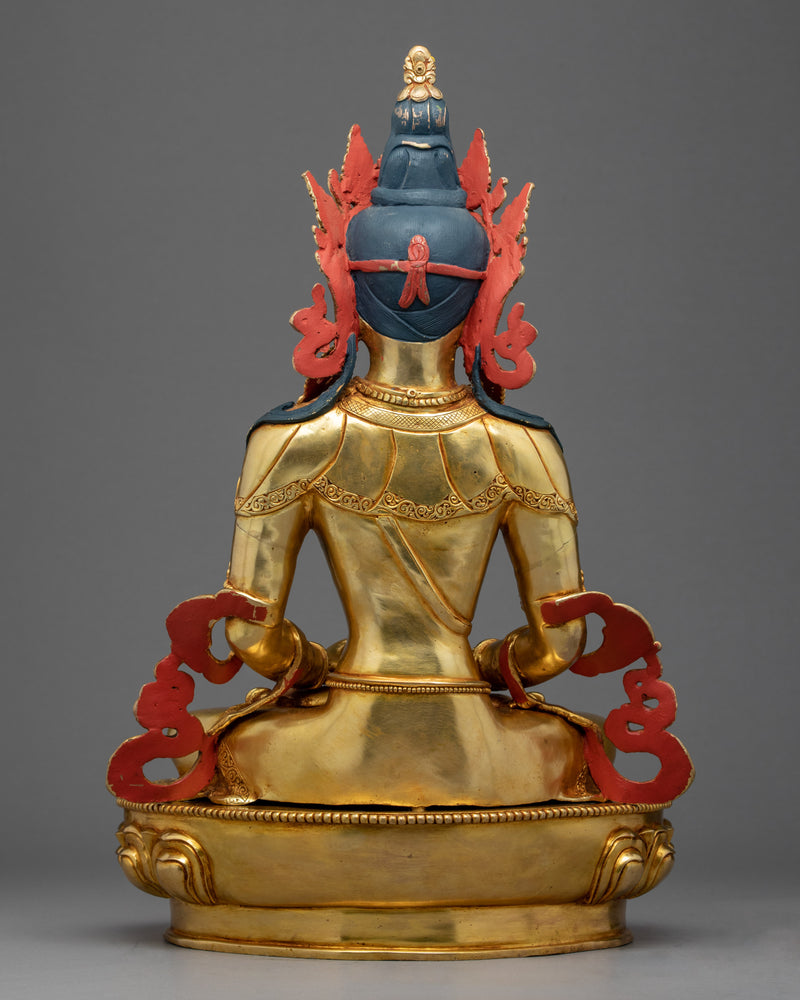 Amitayus Buddha Sculpture Bodhisattva | Himalayan Art | Gold Gilded