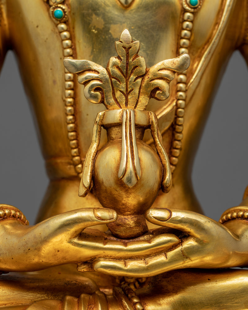 Amitayus Buddha Sculpture Bodhisattva | Himalayan Art | Gold Gilded