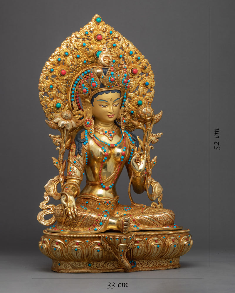 Tibetan Sgrol-ljang Sculpture | Green Tara Buddist Deity