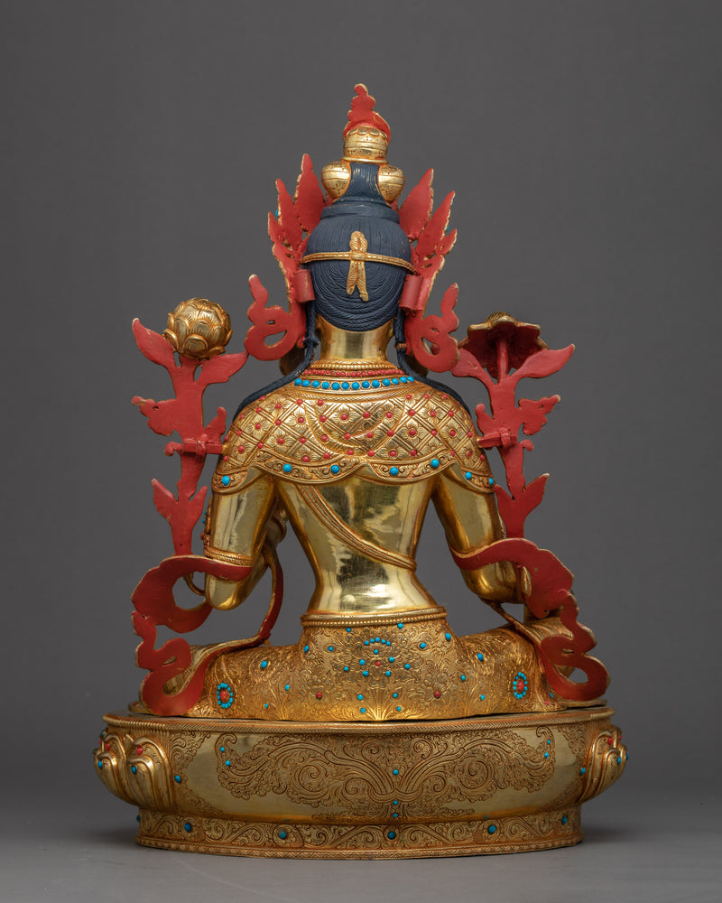 Tibetan Sgrol-ljang Sculpture | Green Tara Buddist Deity