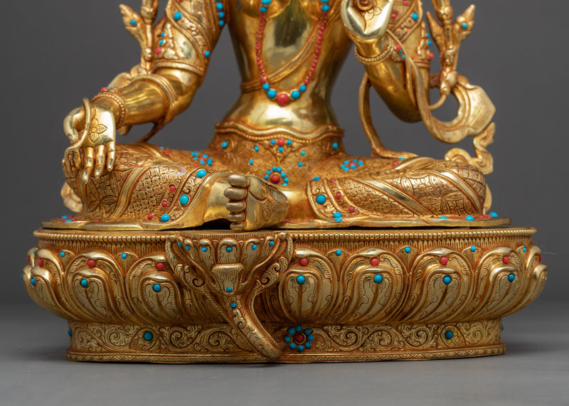 Tibetan Sgrol-ljang Sculpture | Green Tara Buddist Deity