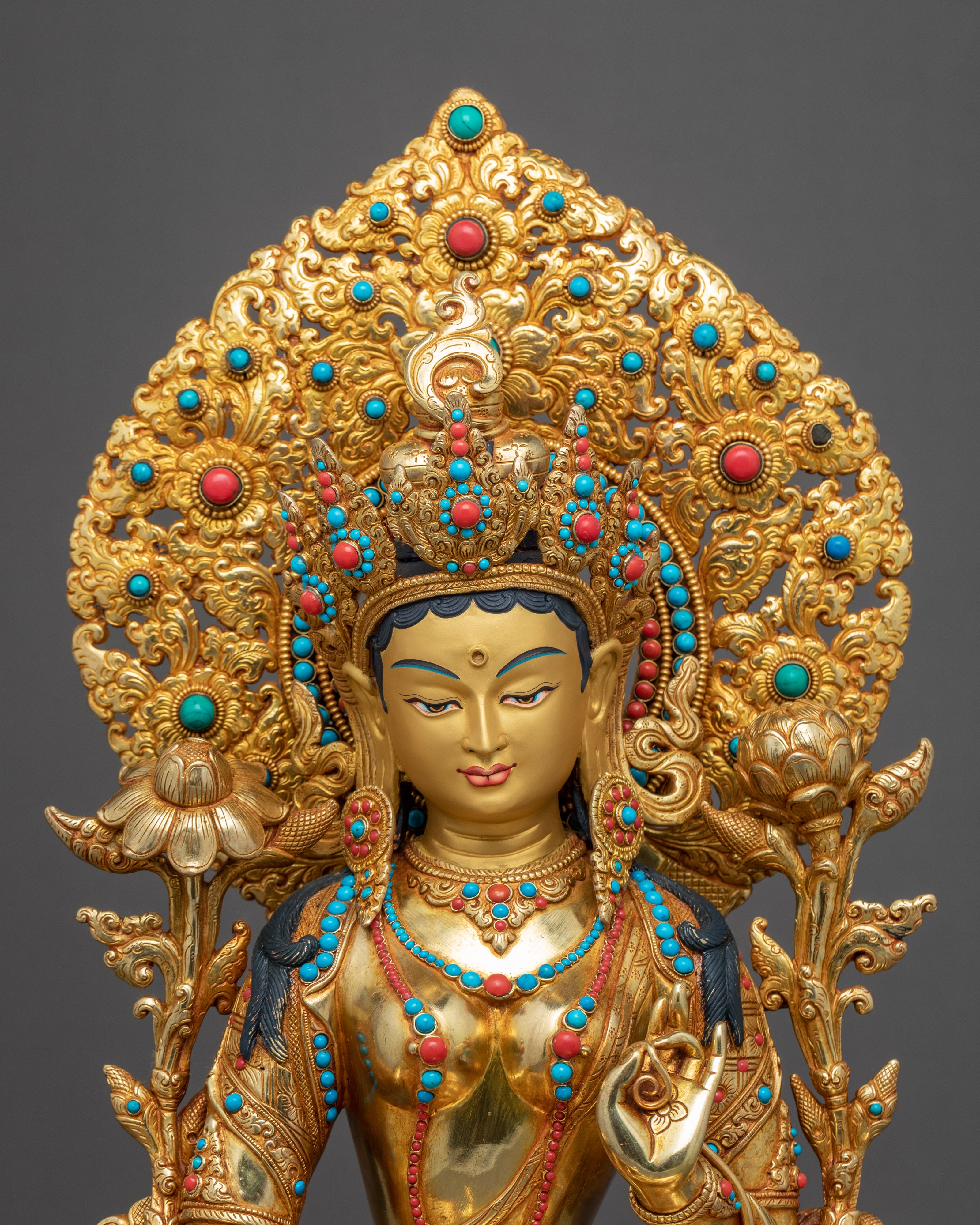 Tibetan Sgrol-ljang Sculpture | Green Tara Buddist Deity