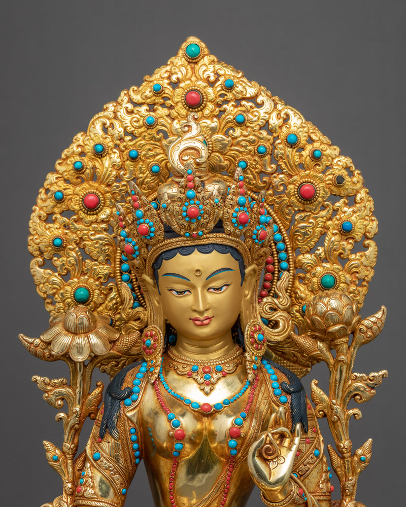 Tibetan Sgrol-ljang Sculpture | Green Tara Buddist Deity