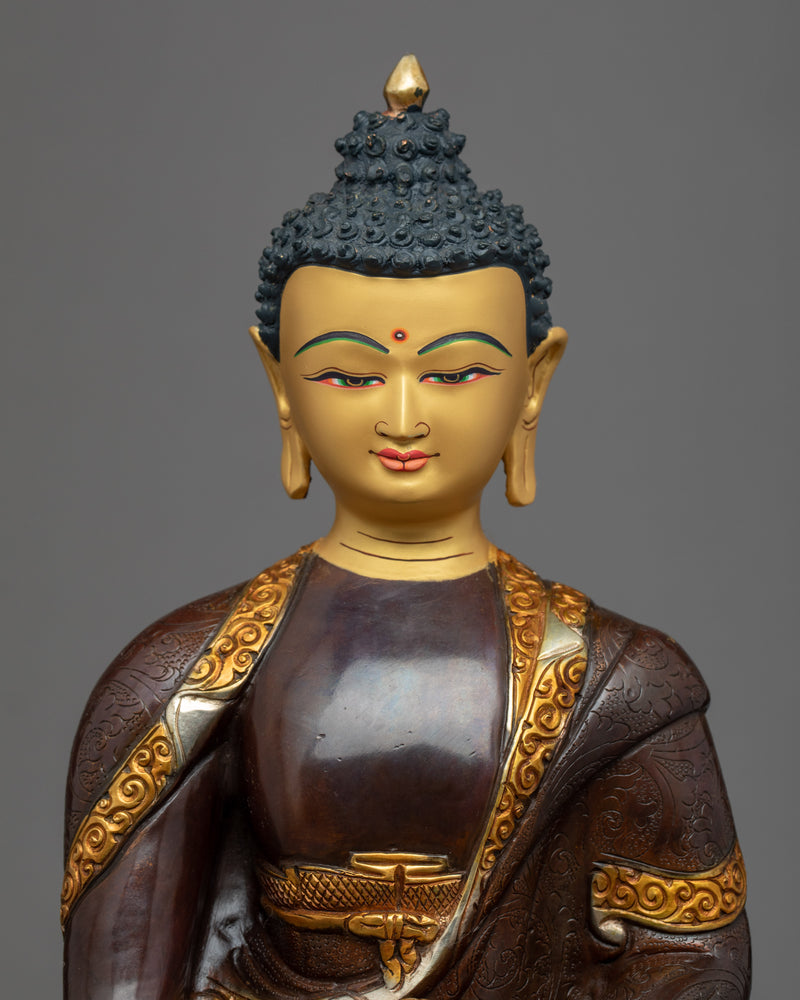 Three Tibetan Buddhas Sculpture | Traditional Gold Gilded Set