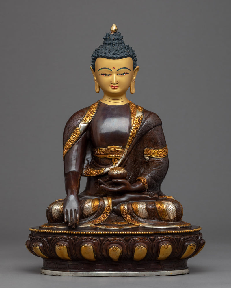 Three Tibetan Buddhas Sculpture | Traditional Gold Gilded Set