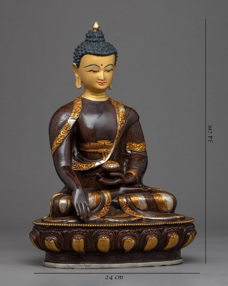 Three Tibetan Buddhas Sculpture | Traditional Gold Gilded Set