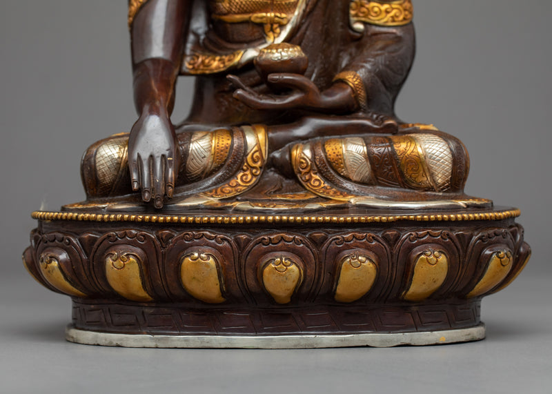 Three Tibetan Buddhas Sculpture | Traditional Gold Gilded Set