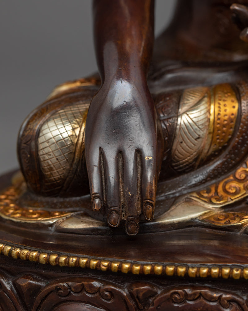 Three Tibetan Buddhas Sculpture | Traditional Gold Gilded Set