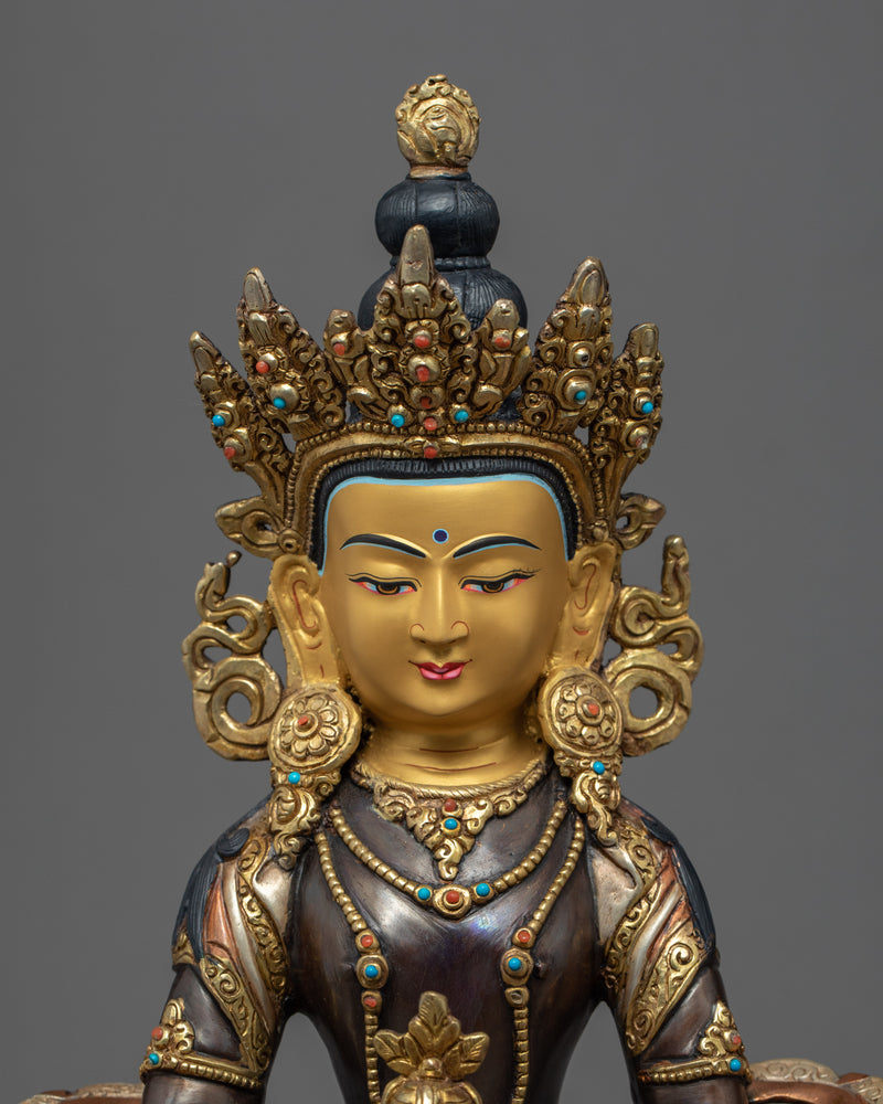 Buddha Amitayus Gold Sculpture | Traditionally Crafted Buddhist Art