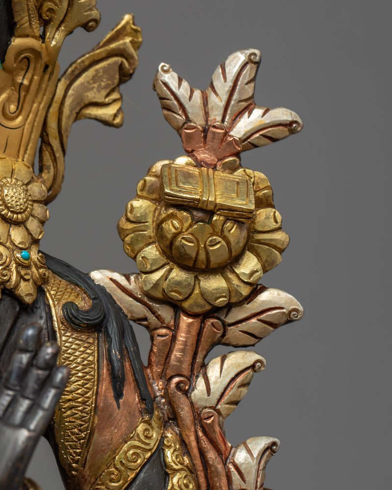 Manjushri Buddha Sculpture  | Himalayan Gold Gilded Art