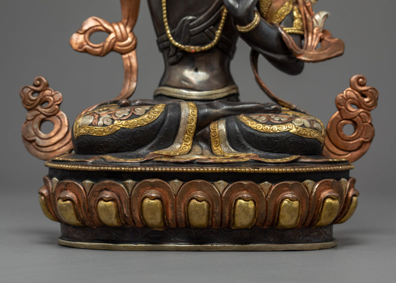Manjushri Buddha Sculpture  | Himalayan Gold Gilded Art