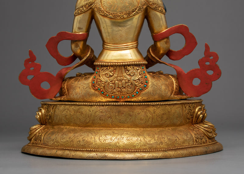 Amitayus Bodhisattva Statue | Tibetan Gold Gilded Art
