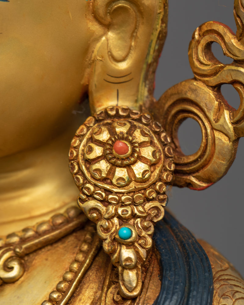 Amitayus Bodhisattva Statue | Tibetan Gold Gilded Art