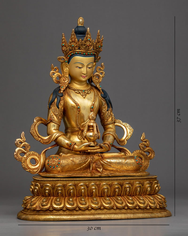 Amitayus Bodhisattva Statue | Tibetan Gold Gilded Art