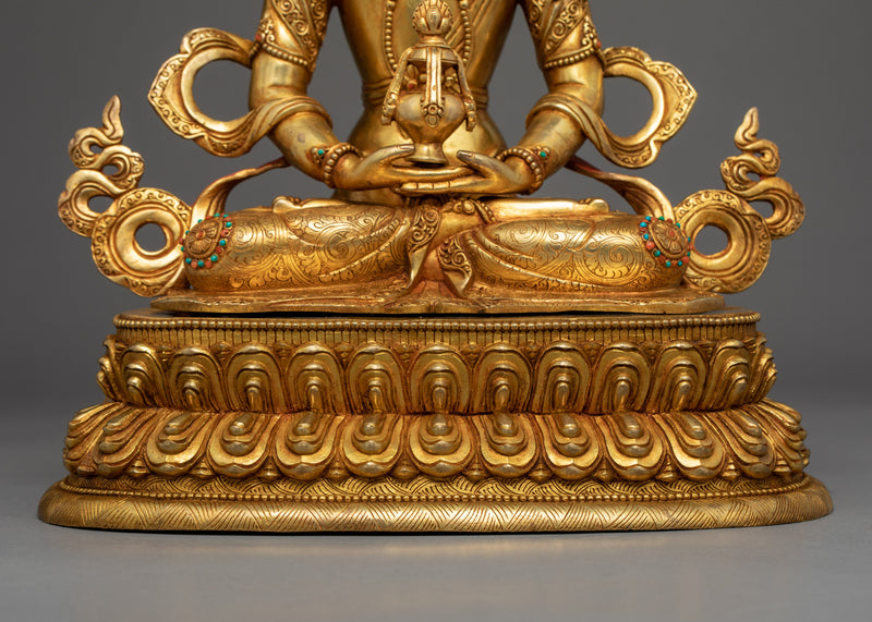 Amitayus Bodhisattva Statue | Tibetan Gold Gilded Art