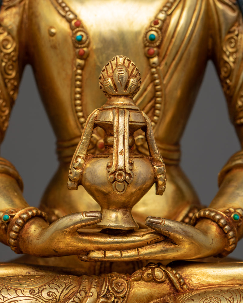 Amitayus Bodhisattva Statue | Tibetan Gold Gilded Art