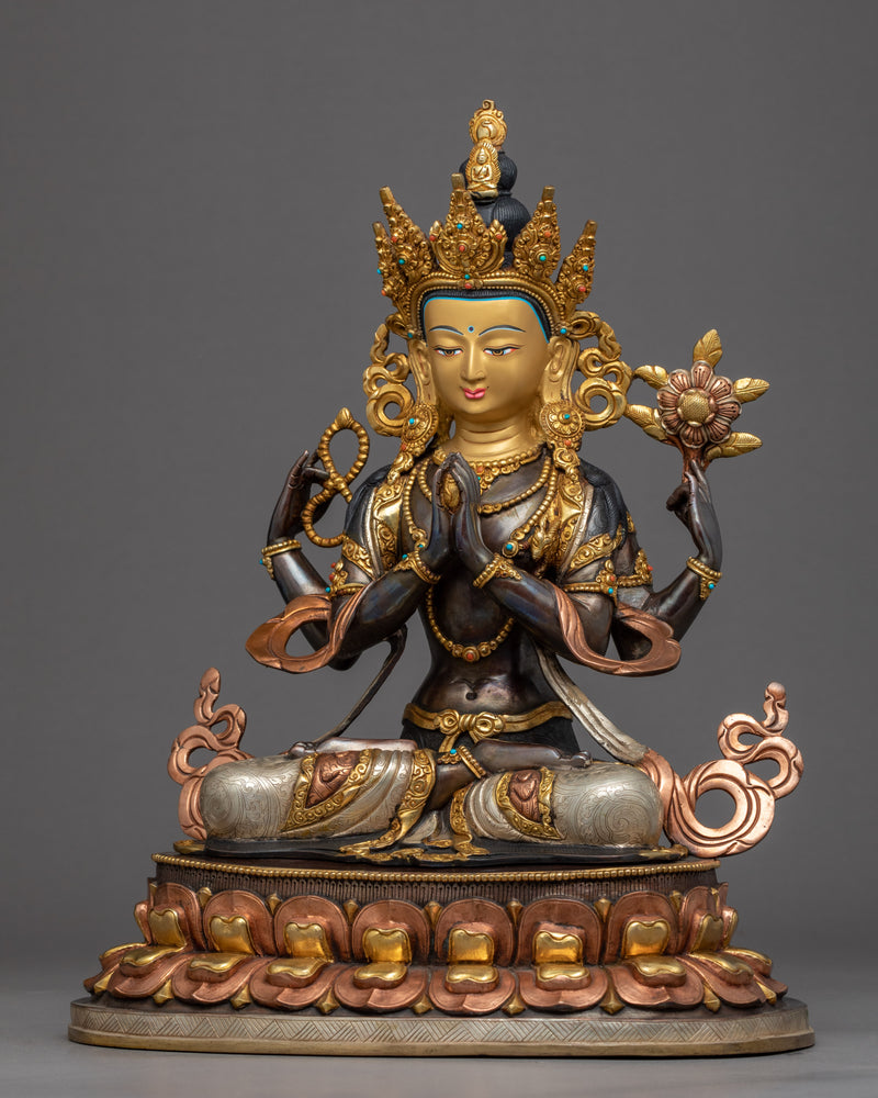 Chenrezig Avlokiteshvara Sculpture | Traditional Tibetan Art