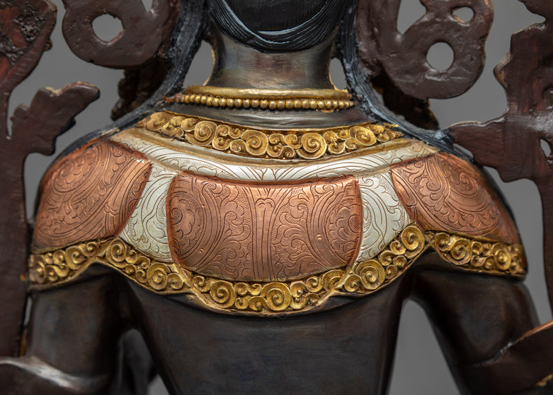 Gold Gilded Buddhist Art Tara Sculpture | Green Tara Art