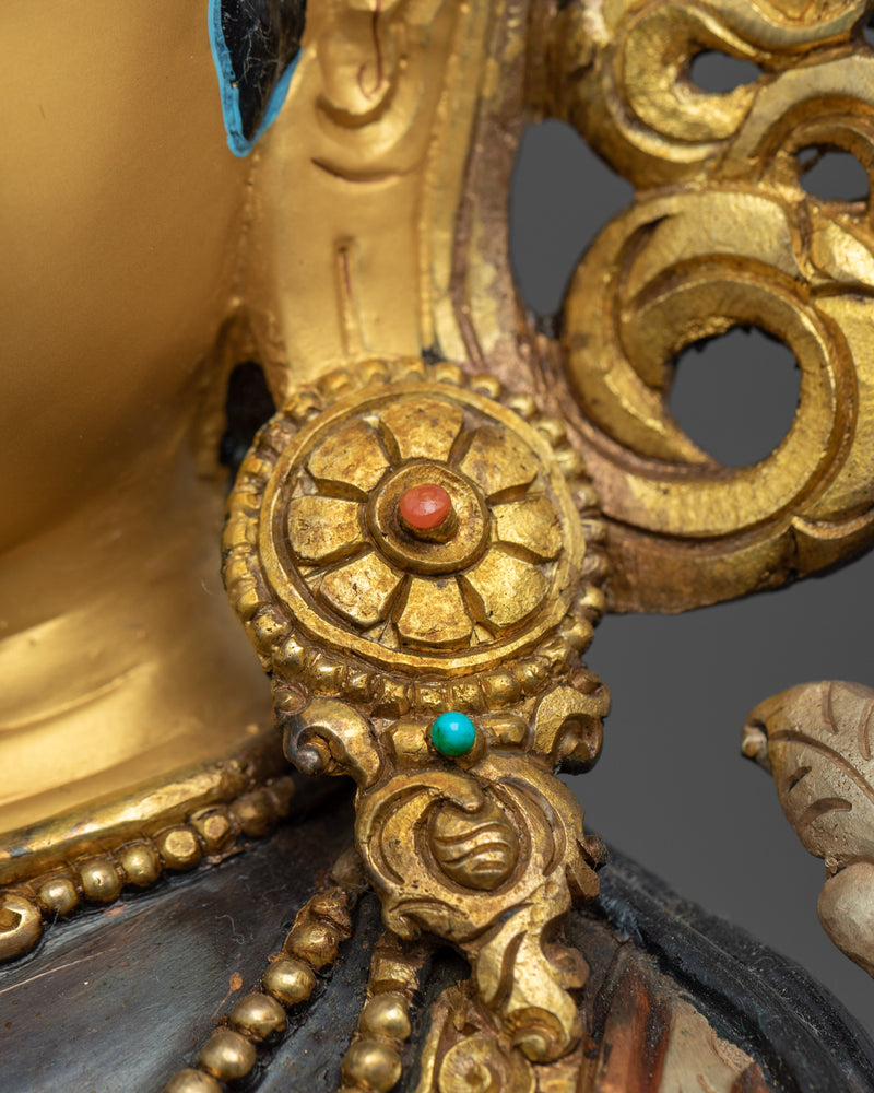 Gold Gilded Buddhist Art Tara Sculpture | Green Tara Art