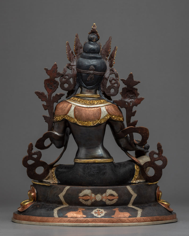 Gold Gilded Buddhist Art Tara Sculpture | Green Tara Art