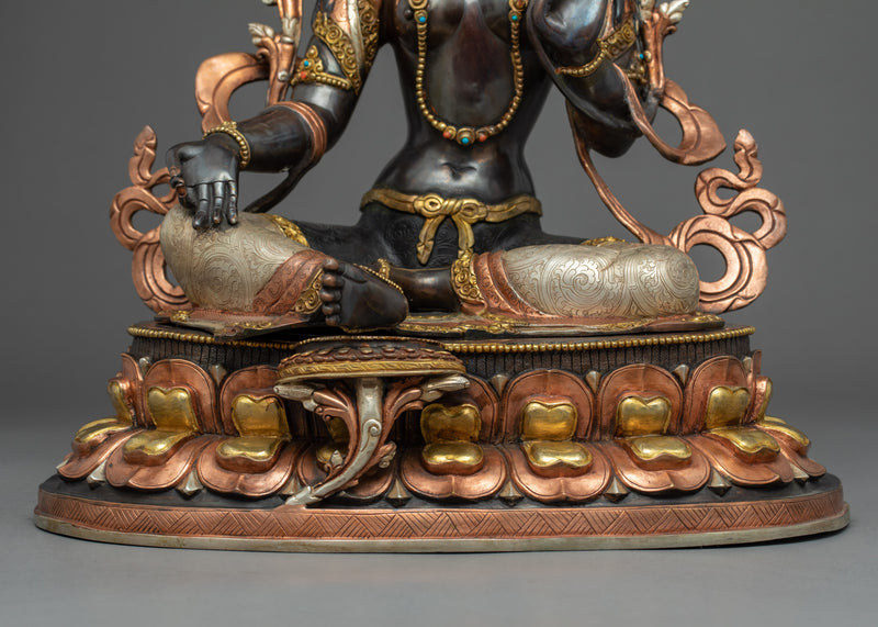Gold Gilded Buddhist Art Tara Sculpture | Green Tara Art