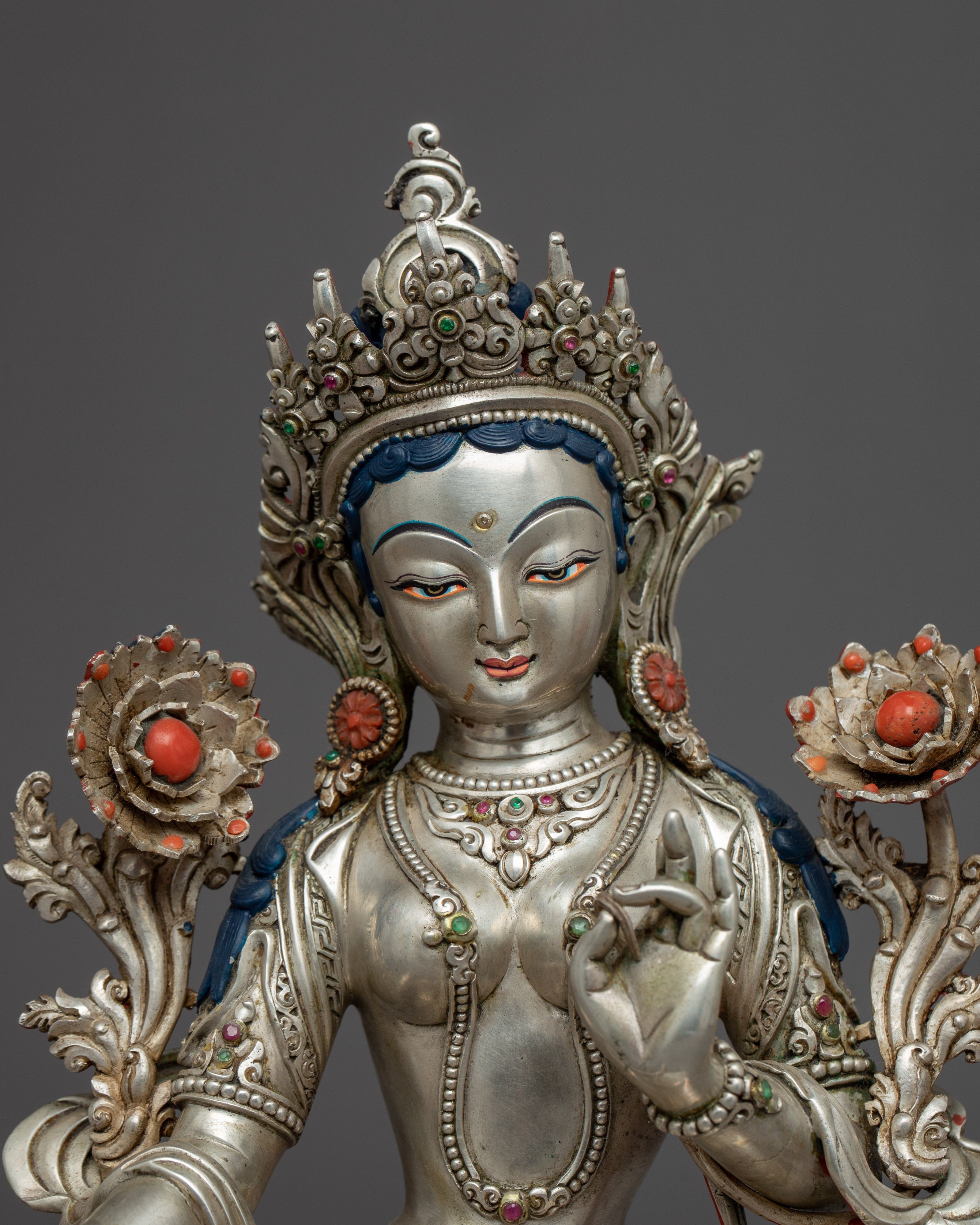 Buddha Art Green Tara Statue | Handmade Bodhisattva Statue