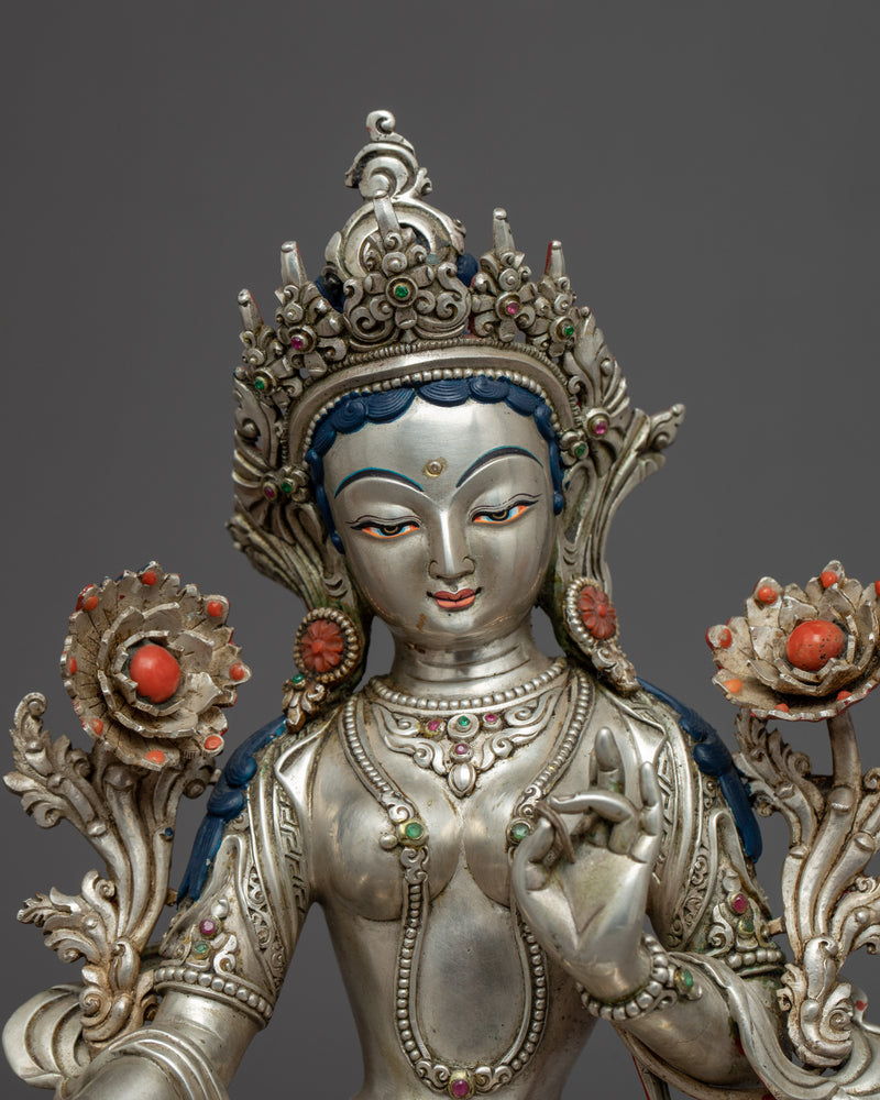 Buddha Art Green Tara Statue | Handmade Bodhisattva Statue