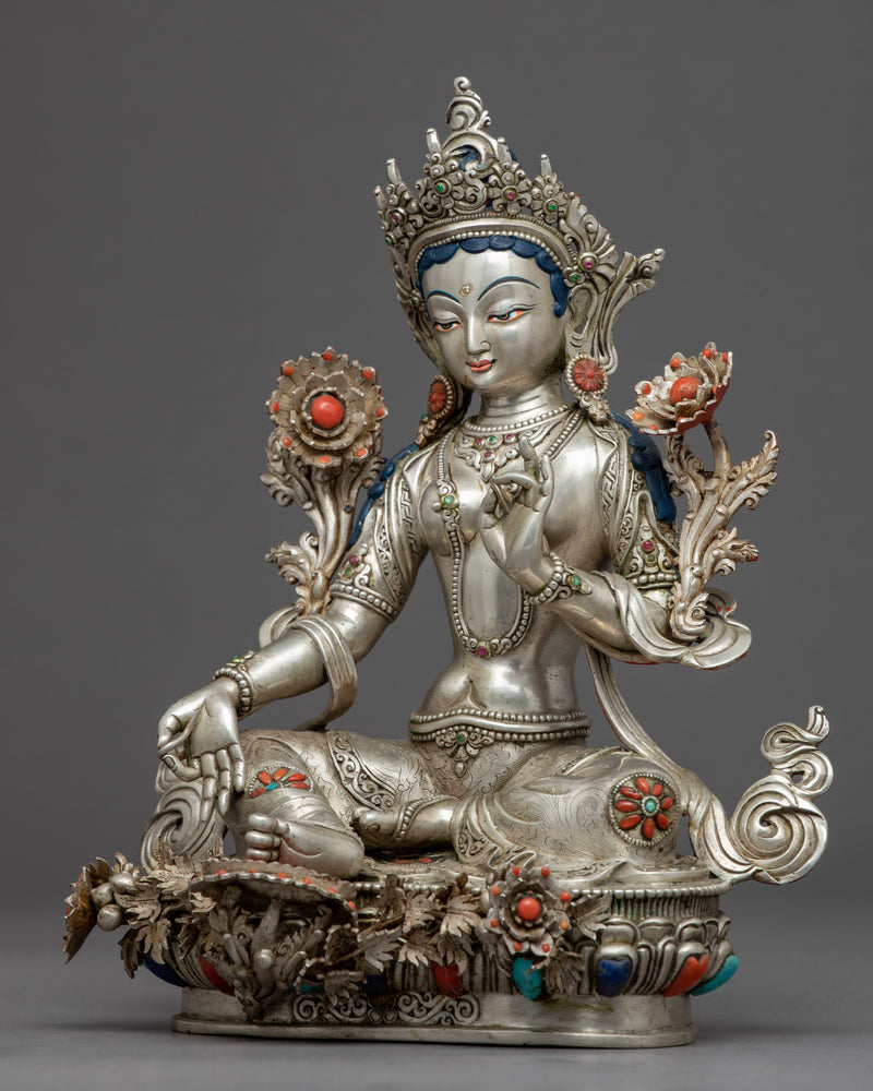Buddha Art Green Tara Statue | Handmade Bodhisattva Statue