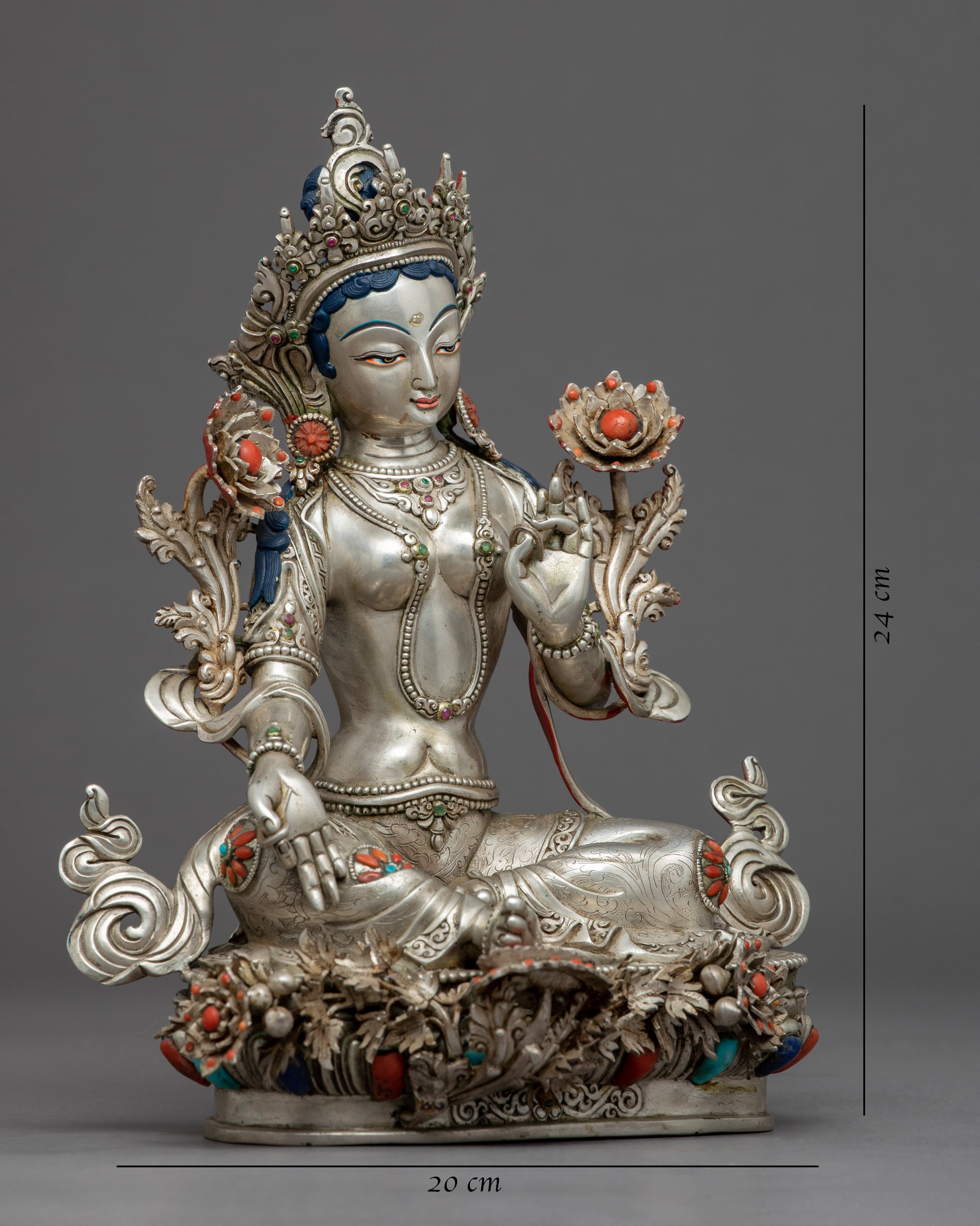 Buddha Art Green Tara Statue | Handmade Bodhisattva Statue