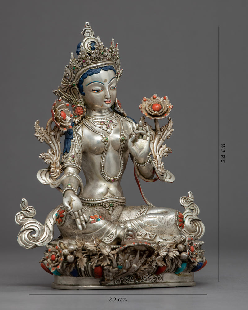 Buddha Art Green Tara Statue | Handmade Bodhisattva Statue