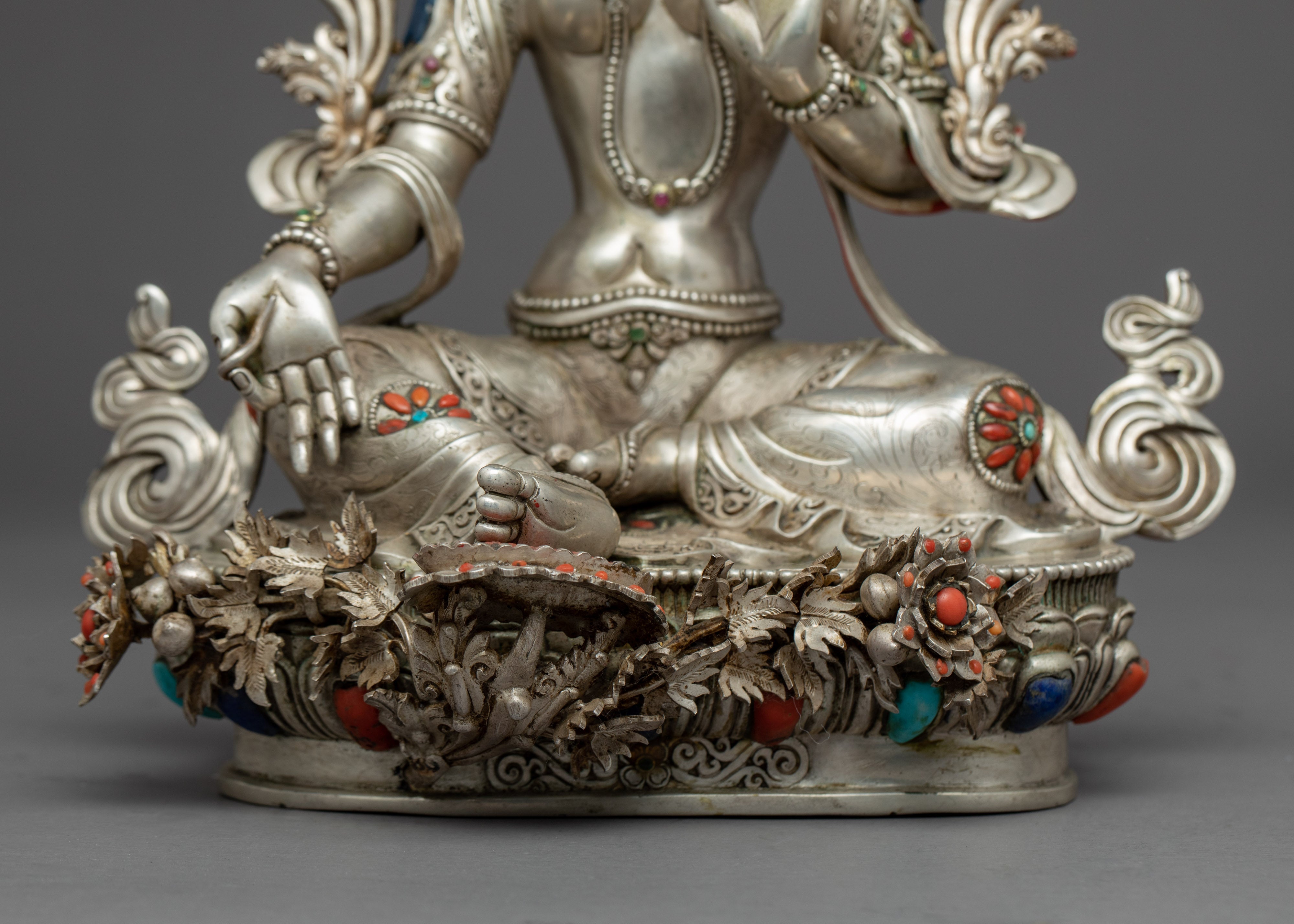 Buddha Art Green Tara Statue | Handmade Bodhisattva Statue